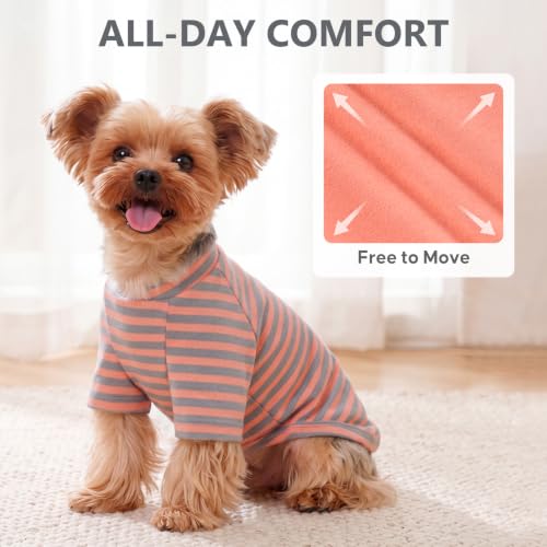 3Pack Dog Sweater with Sleeves Fleece Shirt for Small Dogs (Medium (8.5-13lbs) / 01# 3Pack(Orange+Grey+Stripe))