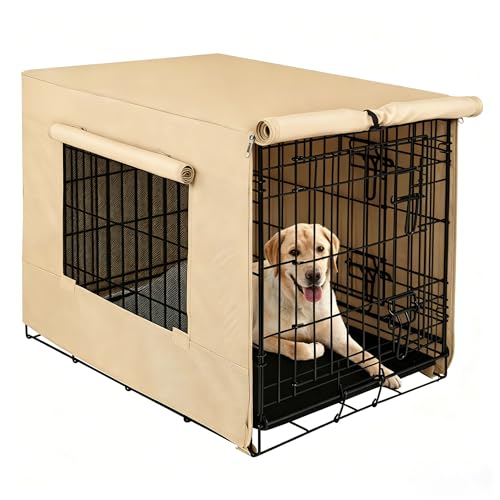 Dog Crate Cover (48.4"L x 30.3"W x 32.3"H / Beige)