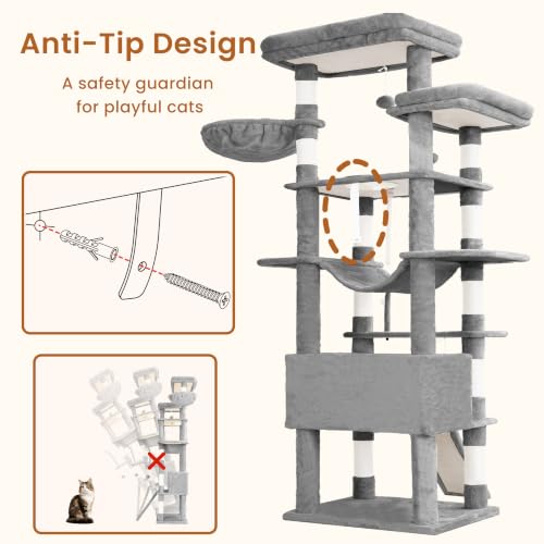 Tall Cat Tree 78 (Light Gray / 70 inch)
