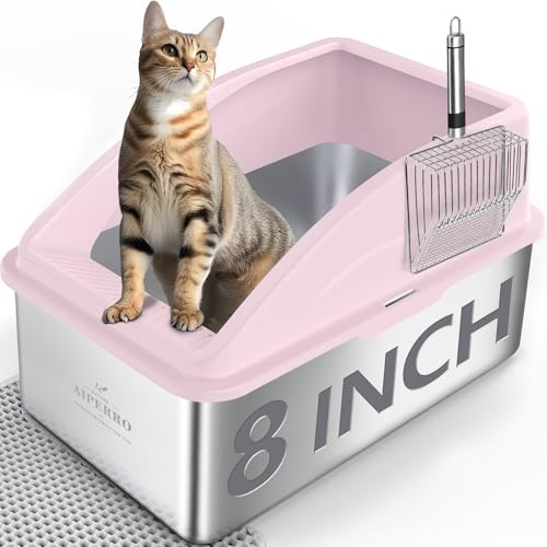 Stainless Steel Litter Box (Cute Pink / XX-Large)