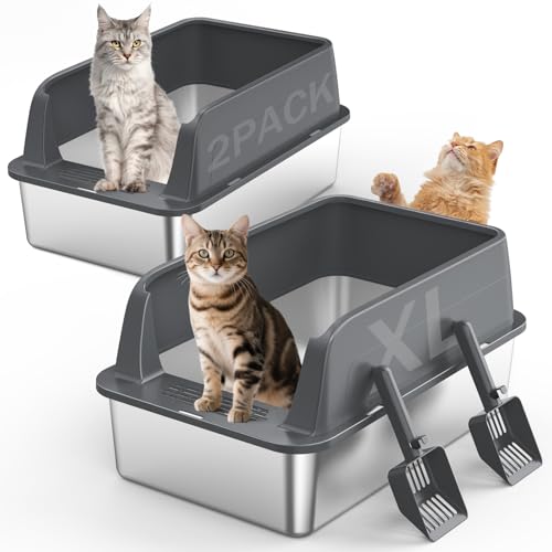 2PACK Stainless Steel Litter Box (Dark Grey / XL)