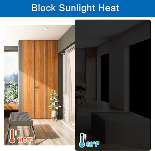 100% Blackout Curtain Window Cover for Bedroom 57x79Inch (Black / 57"W x 79"H)