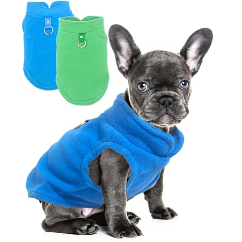 2 Pieces Fleece Dog Sweaters for Small Dogs Male (blue,green / X-Large(19-26lbs))