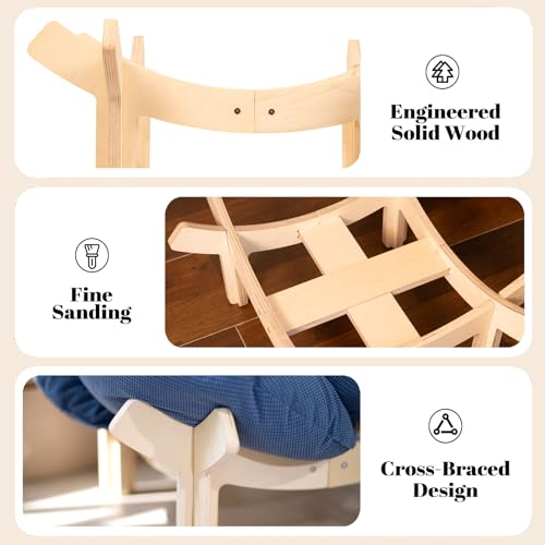 Elevated Cat Bed for Indoor Cats Couch Sofa Flower (Deep Blue)