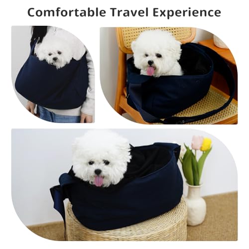 Dog Sling Carrier 15 lbs (Navy Blue Sling / 15.7"L x 5.9"W x 8.6"H)