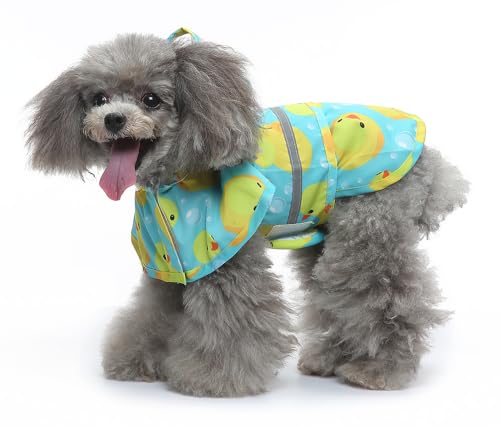 Dog Raincoat Hooded Reflective Waterproof Slicker Poncho (Duck / XXL(15-22 pound))