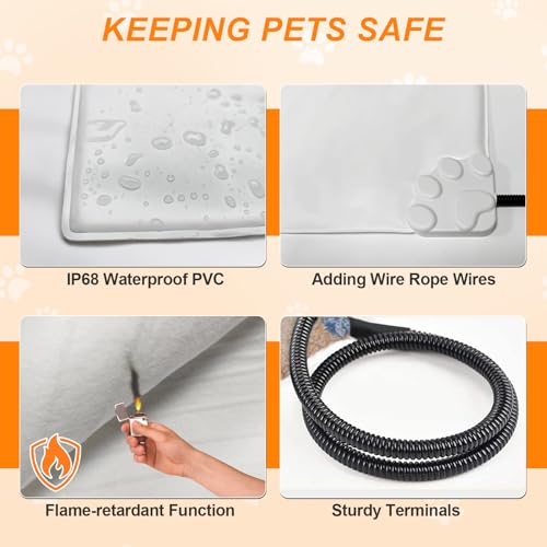 Cat Heating Pad 18×18 in Dog Heated Bed Smart Temperature Control Switch (Yellow / 18 x 18 in)
