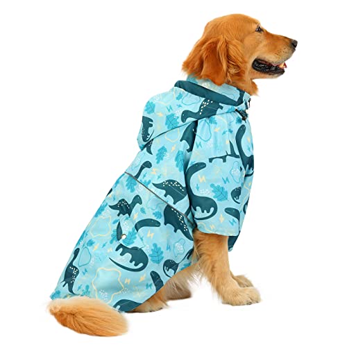Premium 2 Layer Zip Dog Raincoat Poncho w (XXX-Large / Dinosaurs)