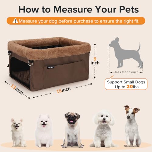 Deluxe Dog Booster Seat with Sturdy Metal Frame and Safety Leash for Small Pets up to 20 lbs (Bronw)