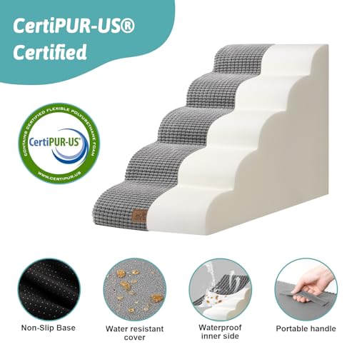 Dog Stairs for Small Dog 22.6" H (Dark Grey / Standard:15.7"x33"x22.6")