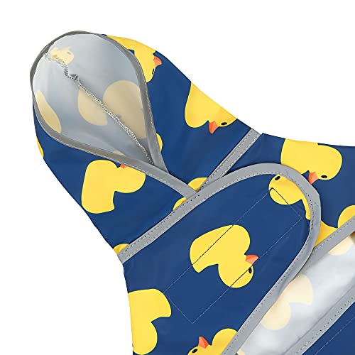 Dog Raincoat Waterproof Dog Rain Jacket with Hood (Navy Blue Duck / Small)