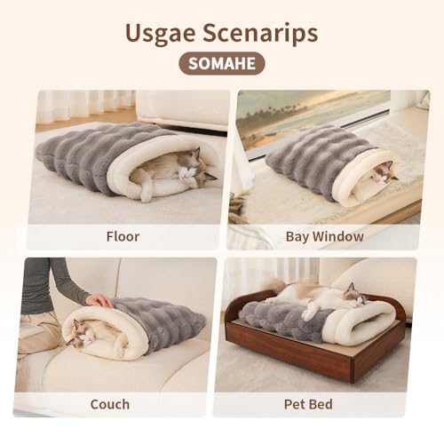 Cat Sleeping Bag for Indoor Cats (21.0"L x 17.0"W x 3.0"Th / Grey)