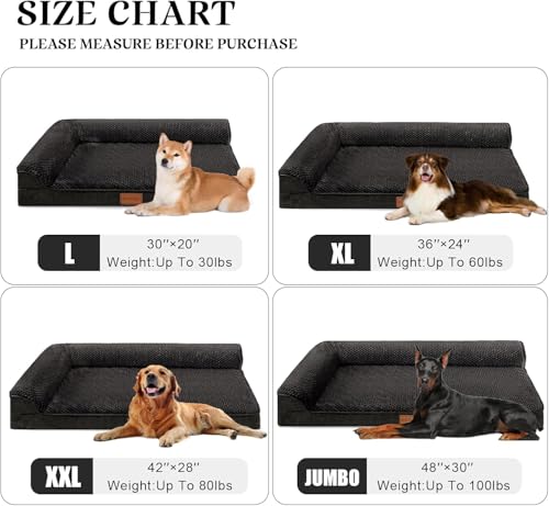 Orthopedic XL Dog Bed Large Sized Dog 42''X28'' (XL:42x28x3.5 IN / Black)