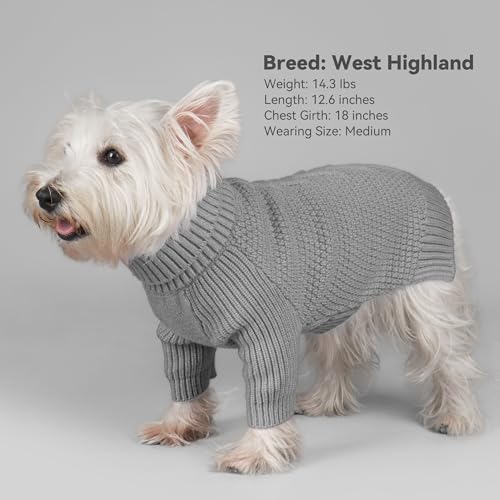 Dog Sweater Long Sleeve Warm Knit Sweaters for Medium Dogs Boy Girl (Grey / X-Large)