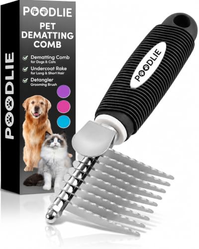 Poodle Dematting Fur Rake Comb Brush for Dogs and Cats (Black / Dematting Comb)