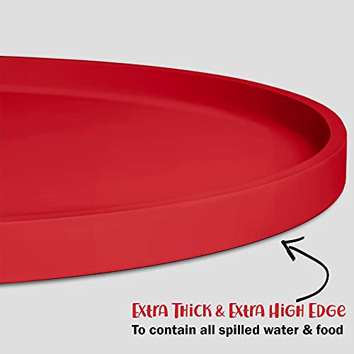 Dog Food Mat Waterproof Dog Bowl Mat (10 Inch (Pack of 1) / Red)