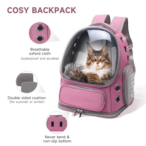 Cat Backpack Carrier Large Space Bubble Backpack up to 12lbs Pink (Pink)