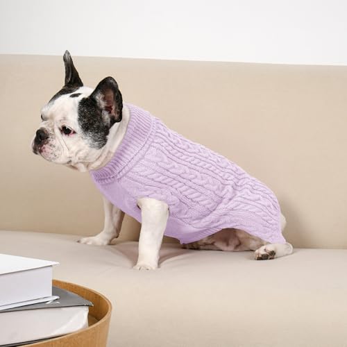 Dog Sweater 2 Pack for Medium Dogs (Pink & Purple / Large)