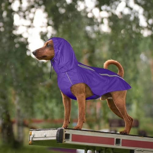 Purple Dog Raincoat with Reflective Strip Hoodie (XXL / Purple)
