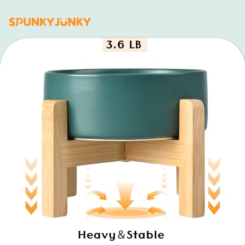 Ceramic Elevated Dog Bowls 2 Pack (Large - 7.6 CUPS*2 / Green)