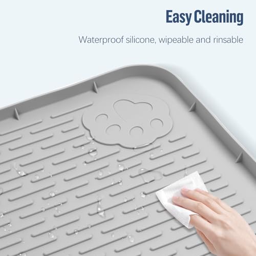 Pee Pad Holder for Dogs 34''x22'' Silicone Puppy Pee Pad Tray (Light Grey)