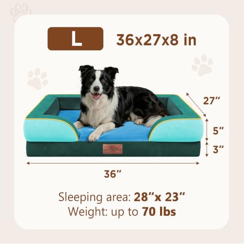 Orthopedic Dog Beds for Large Sized Dog with Bolster (36.0"L x 27.0"W x 8.0"Th / Seattle)