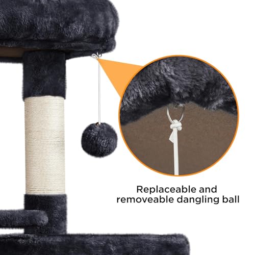 63in Sturdy Large Cat Tree for Indoor Heavy Cats (Black / 63in)
