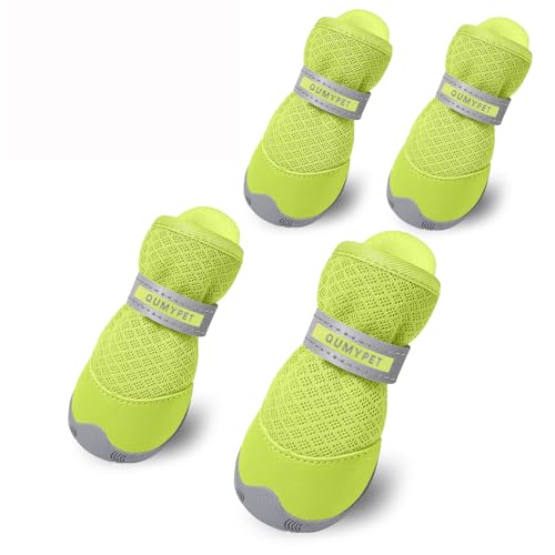 Dog Shoes for Small Dogs Hot Pavement Puppy Dog Boots & Paw Protectors (Fluorescent / size 3: 1.70"x1.31"(L*W))