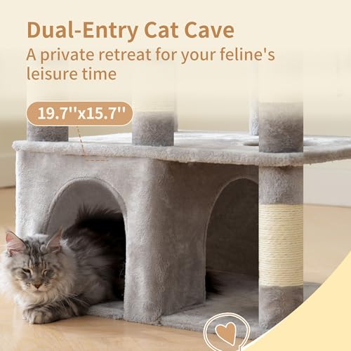 Cat Tree, 71-Inch Tall Cat Tower for Large Maine Coon Cats HCT037W (Light Gray / XL)