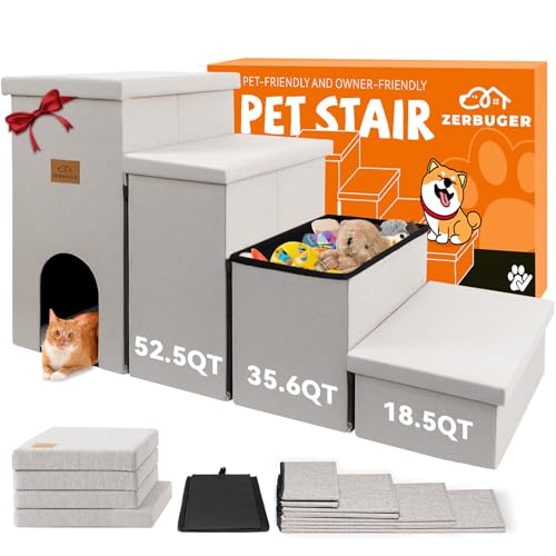 Dog Stairs with Storage (Beige With Condo / 4)