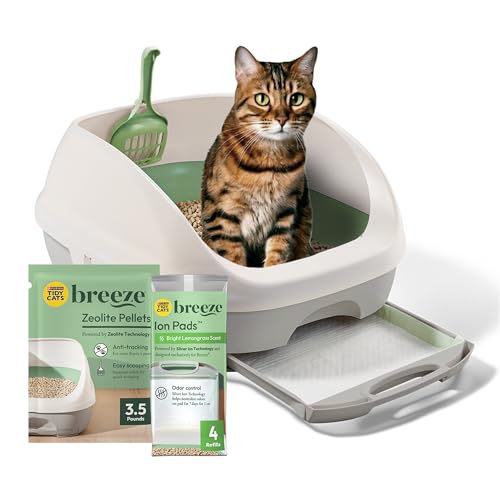 Breeze Cat Litter Box System Kit with Pellets & Pads (7.8 Pound (Pack of 1) / Green)