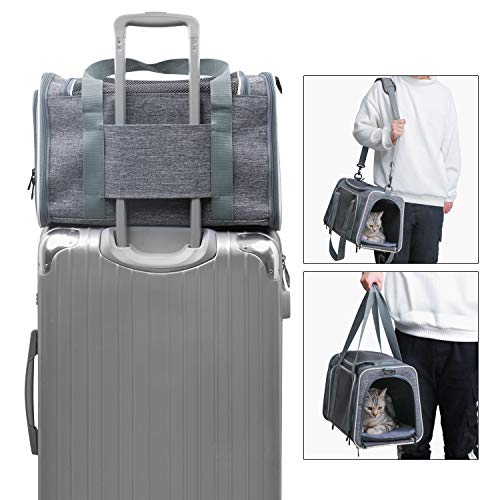 Cat Carrier Portable Foldable Dog Pet Carrier (17.5"L x 11.0"W x 11.0"H / Light Grey)