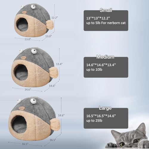 Cat Beds for Indoor Cats (L 16.5'' / Grey)