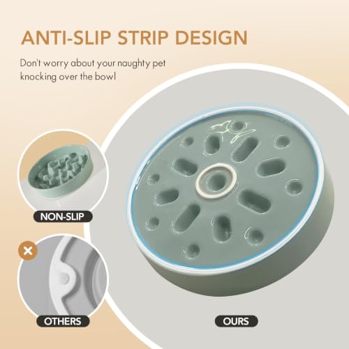 Ceramic Slow Feeder Dog Bowls (Light Green)