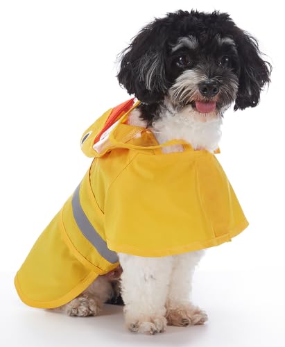 Dog Raincoat Hooded Reflective Waterproof Slicker Poncho (Yellow Duck / XS(1-2 pound))