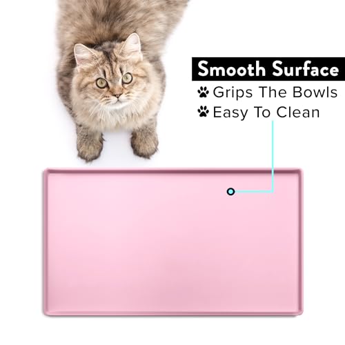 Premium Cat Food Mat (S: 19" x 11" / Pink)