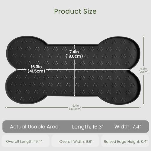 Dog Food Mat Anti (19.4" x 9.8"-2PCS / Black)