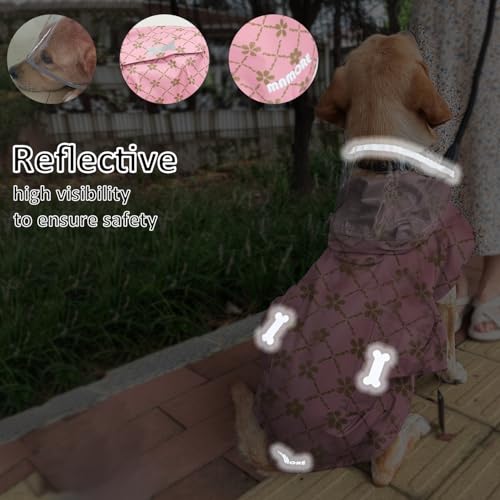 Waterproof Dog Raincoat (Gold Cheery Blossoms Pink / Small)