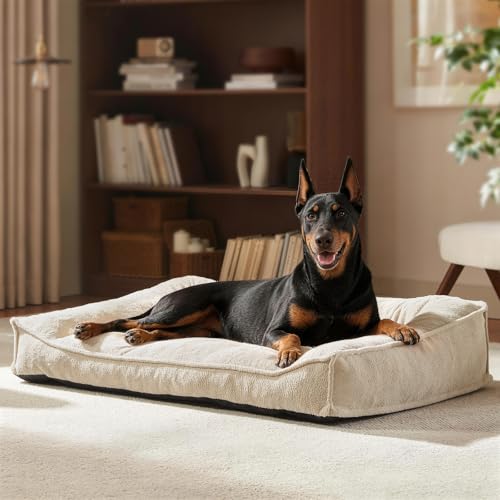 XXL Orthopedic Dog Beds Large Sized Dog (Beige / 48"L x 35"W x 10"Th)