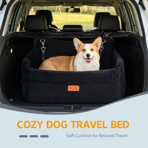 Dog Car Seat for Large Dogs up to 55 lbs (Black / L)