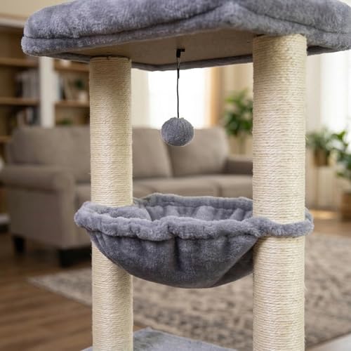 Fashion Design 43.3" Cat Trees with Cat Houses (Grey / 43.3")