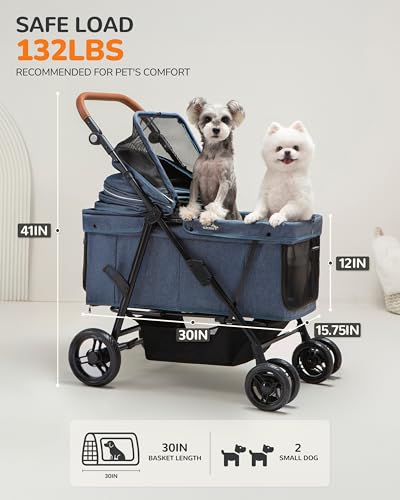 Dog Stroller for Large & Medium Dogs (Navy Blue)