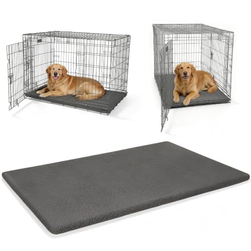 Dog Crate Pan Cover with Softer Fluffy Top for 42 inch Pet Cage (Fits 42 inch Crate Pan / Deep Gray)