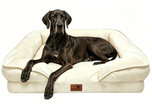 Orthopedic Dog Bed with Sides (53.0"L x 42.0"W x 8.0"Th / Ivory)