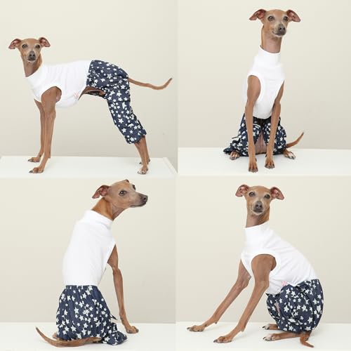 D Doggy Star Italian Greyhound Clothes Cargo Pants Onesie Outfit Whippet for Dog Coat (XL / Dnm Star Cargo)