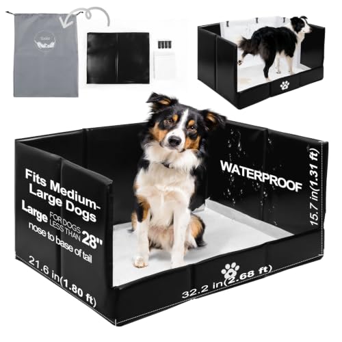 Dog Litter Box Indoor High Walls (Black / Large for Dog＜ 28" Length)