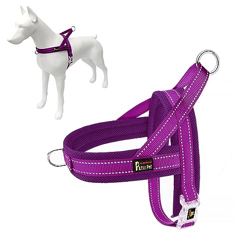 No Pull Dog Harness for Medium Sized Dog (M: chest 19.7"-25.2" / Purple)