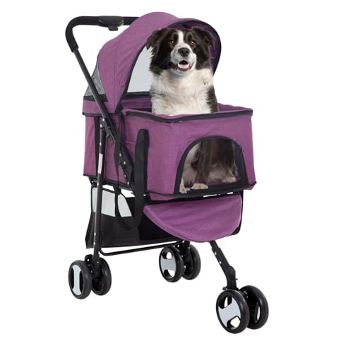 3 Wheels Pet Stroller 3 in 1 Multi (Purple / 3 Wheels)