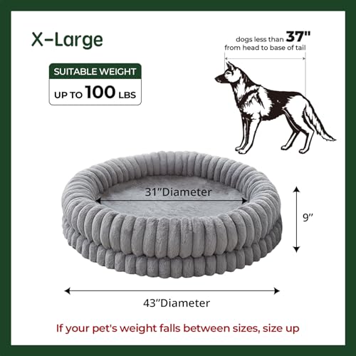 Luxury Donut Dog Bed (43.0"L x 43.0"W x 9.0"Th / Gray)