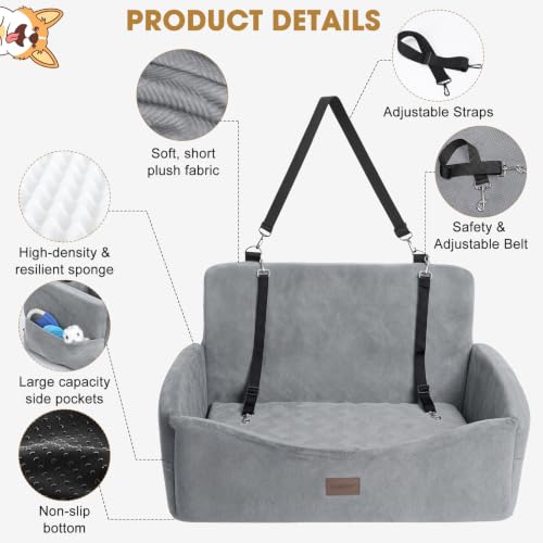 Dog Car Seat for Large Medium Sized Dogs Under 55 lbs (Light Grey / Medium/Large)